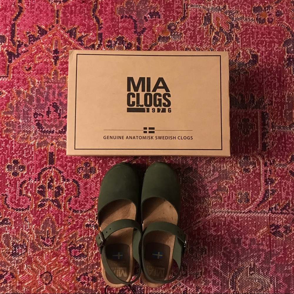 MIA Genuine Anatomisk Swedish Clogs: ABBA Bambu Green Leaf EU Size 38